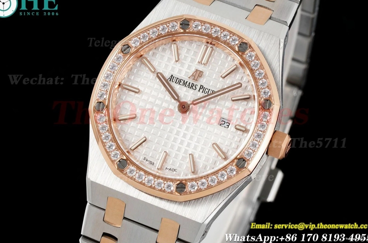 RG white Swiss Ladies 33mm Royal SS  Dial Quartz 8F Oak 0414